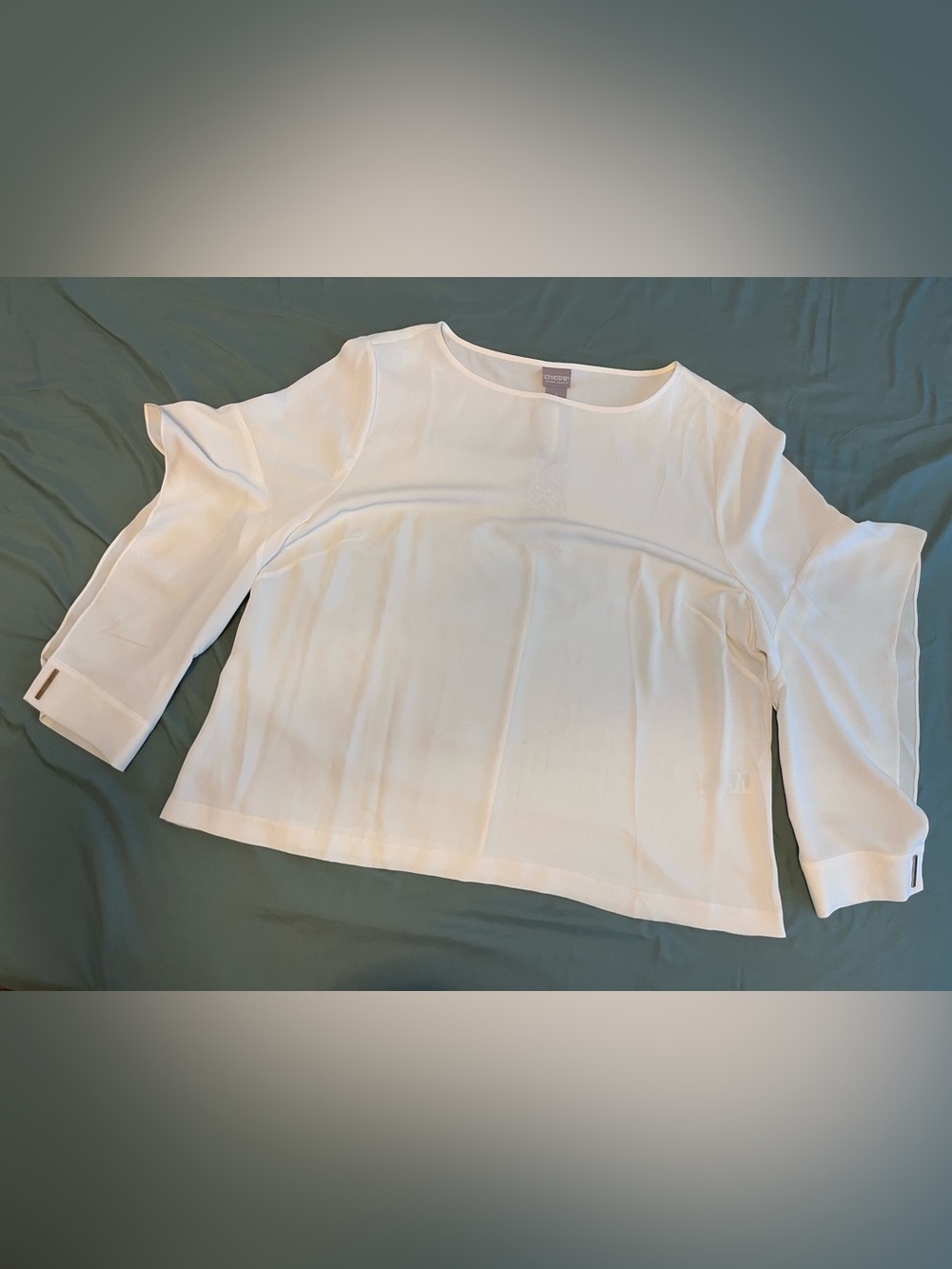 Chico's ruffled-sleeve gold-cufflink top